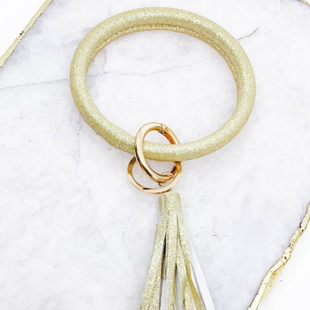 Gold Glitter Key Ring Bracelet